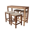 Outdoor 5-Piece Set - Solid Wood Table With 4 RTA Stools With Oil Finish