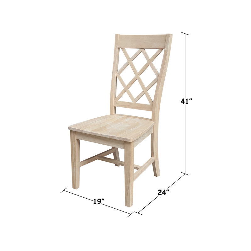 International Concepts Set of Two Solid Wood Dining Chairs - Unfinished