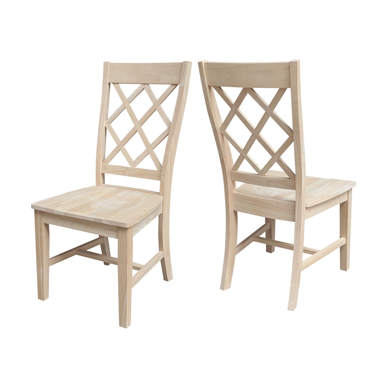 International Concepts Set of Two Solid Wood Dining Chairs - Unfinished