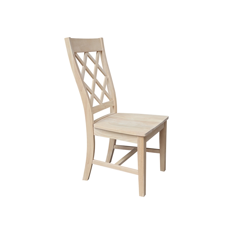 International Concepts Set of Two Solid Wood Dining Chairs - Unfinished