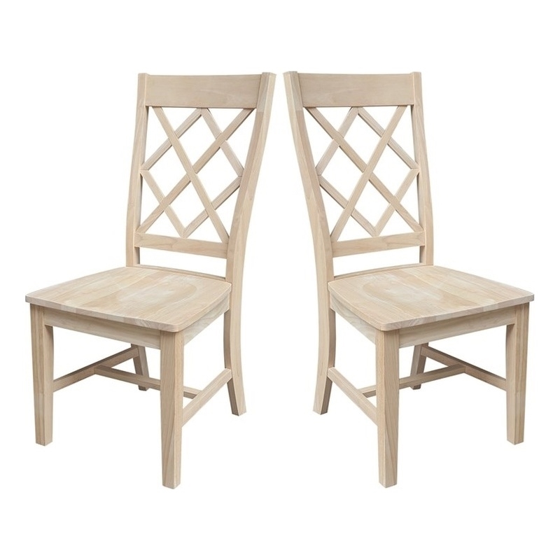 International Concepts Set of Two Solid Wood Dining Chairs - Unfinished