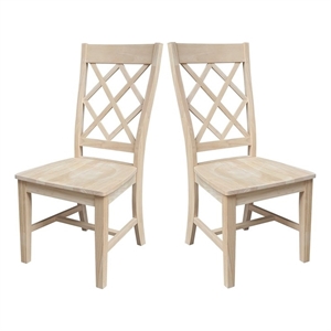 International Concepts Set of Two Solid Wood Dining Chairs - Unfinished