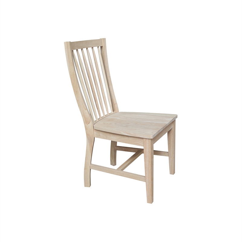 International Concepts Set of Two Solid Wood Audrey Dining Chairs - Unfinished