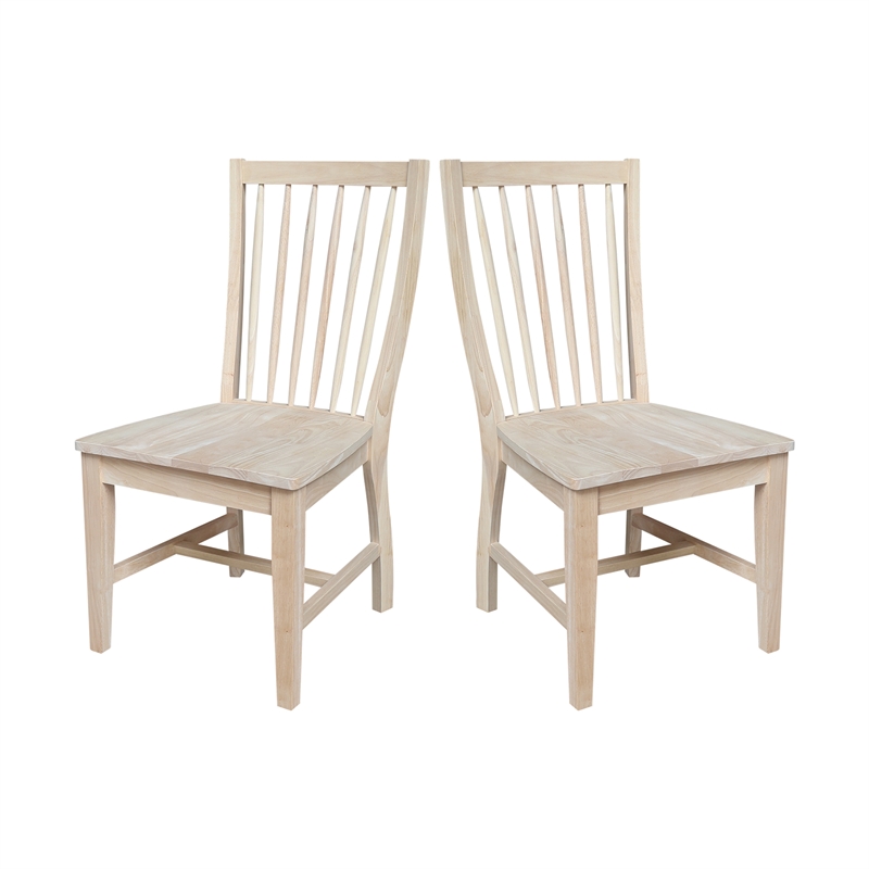 International Concepts Set of Two Solid Wood Audrey Dining Chairs - Unfinished