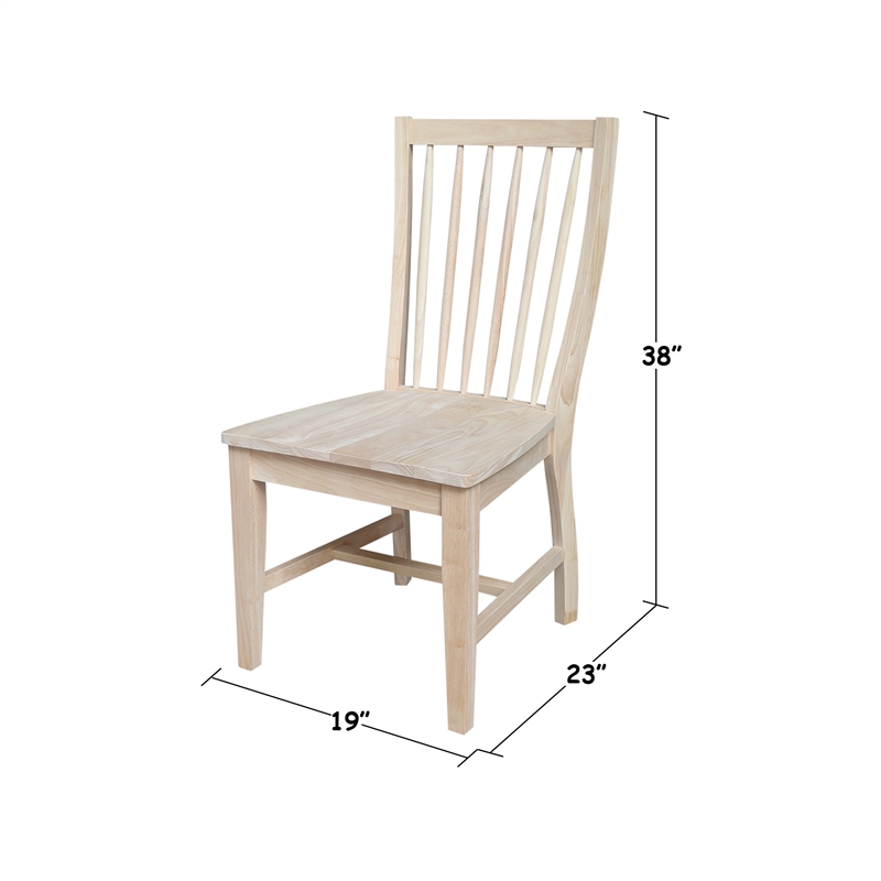 International Concepts Set of Two Solid Wood Audrey Dining Chairs - Unfinished