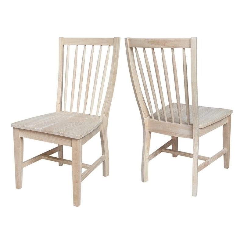 International Concepts Set of Two Solid Wood Audrey Dining Chairs - Unfinished