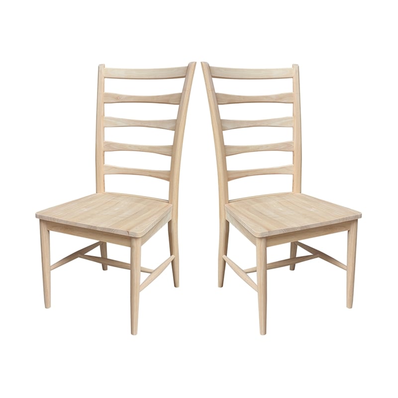International Concepts Set of Two Solid Wood Haven Dining Chairs - Unfinished