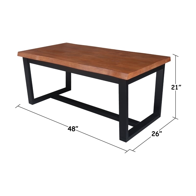International Concepts Live Edge Solid Wood Coffee Table - Bourbon Oak/Black