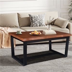 International Concepts Live Edge Solid Wood Coffee Table - Bourbon Oak/Black