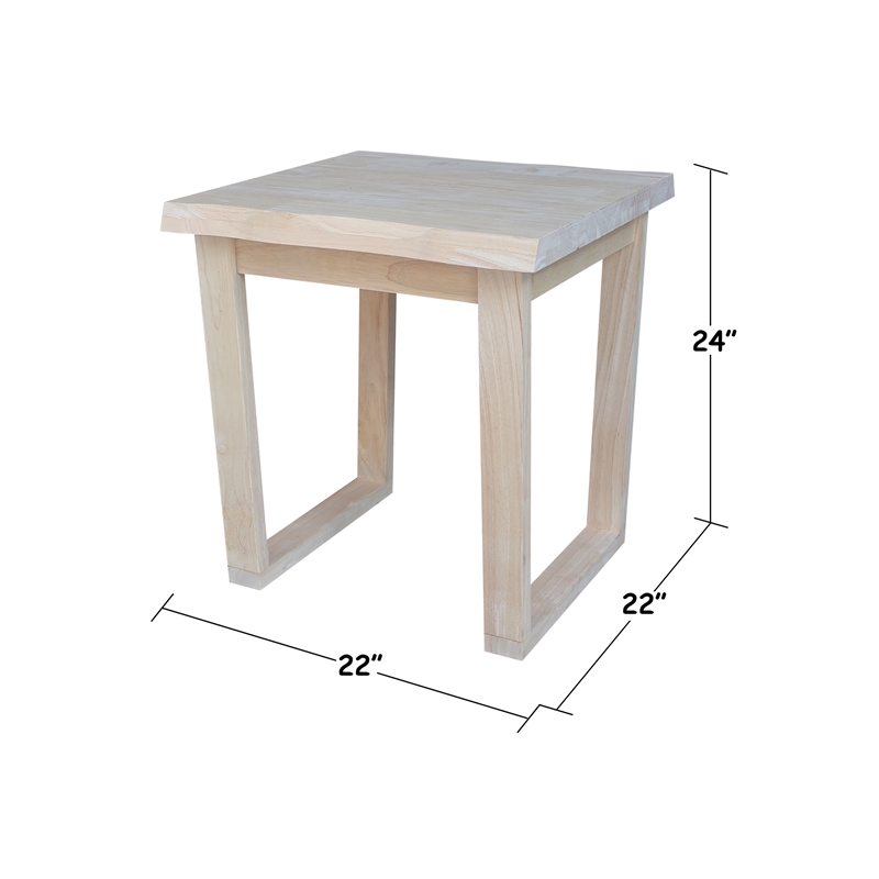 International Concepts Live Edge Solid Wood End Table - Unfinished