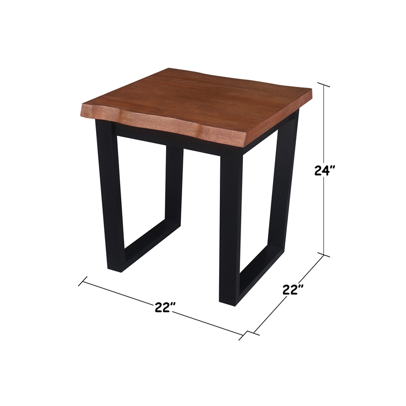 International Concepts Live Edge Solid Wood End Table - Bourbon Oak/Black