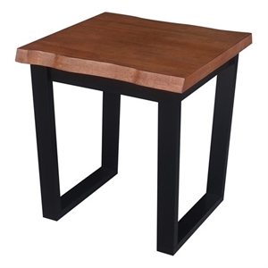 International Concepts Live Edge Solid Wood End Table - Bourbon Oak/Black