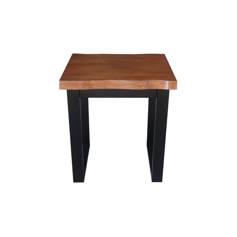 International Concepts Live Edge Solid Wood End Table - Bourbon Oak/Black