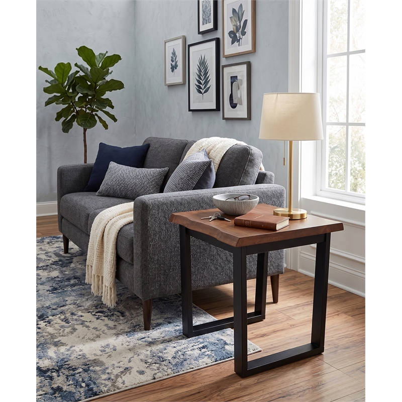 International Concepts Live Edge Solid Wood End Table - Bourbon Oak/Black