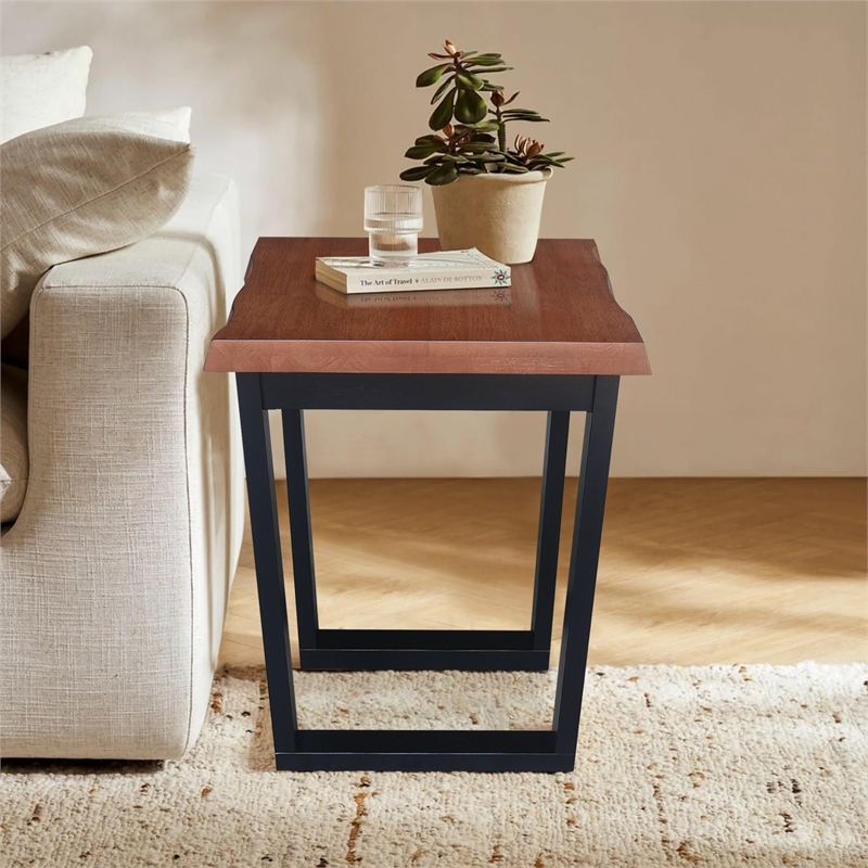 International Concepts Live Edge Solid Wood End Table - Bourbon Oak/Black