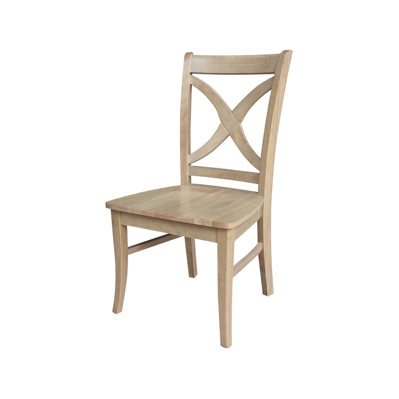 IC Set of Two Vineyard Curved X Back Solid Wood Dining Chairs in Honey