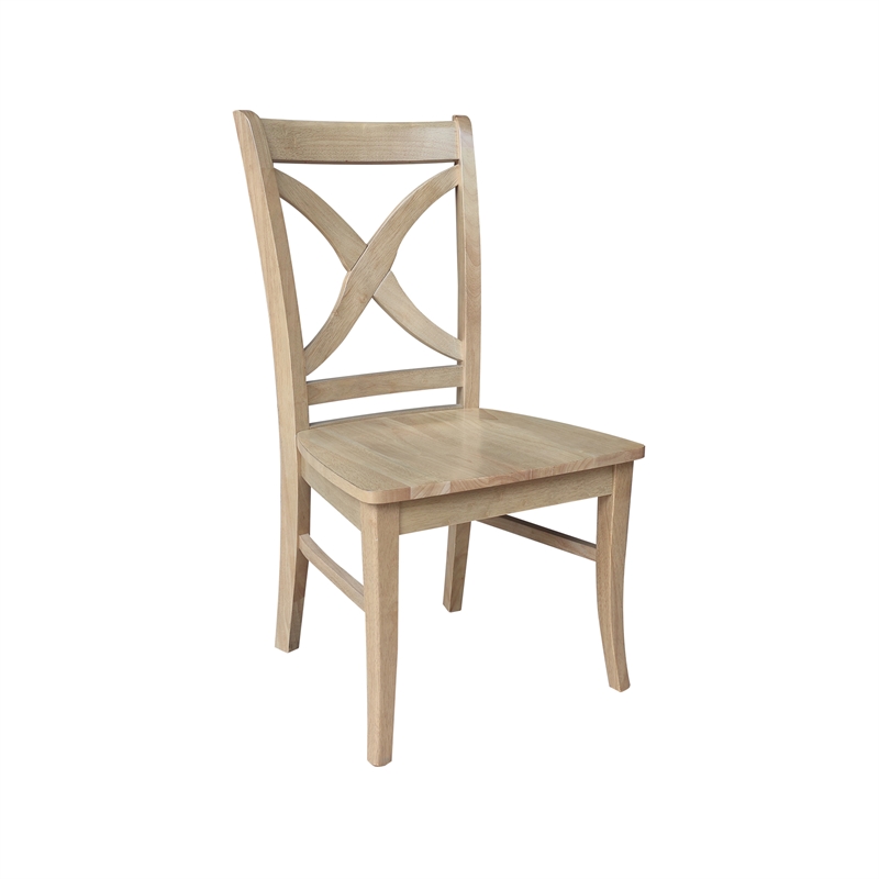 IC Set of Two Vineyard Curved X Back Solid Wood Dining Chairs in Honey