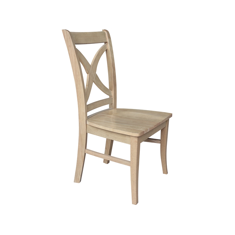IC Set of Two Vineyard Curved X Back Solid Wood Dining Chairs in Honey