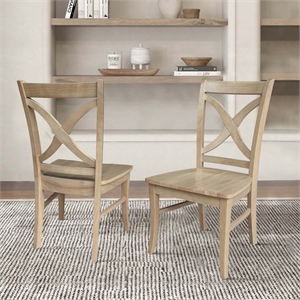 IC Set of Two Vineyard Curved X Back Solid Wood Dining Chairs in Honey
