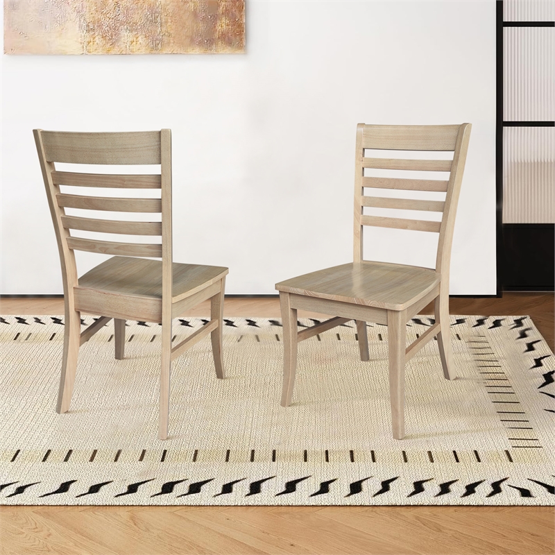 IC Set of Two Roma Ladderback Solid Wood Dining Chairs in Honey