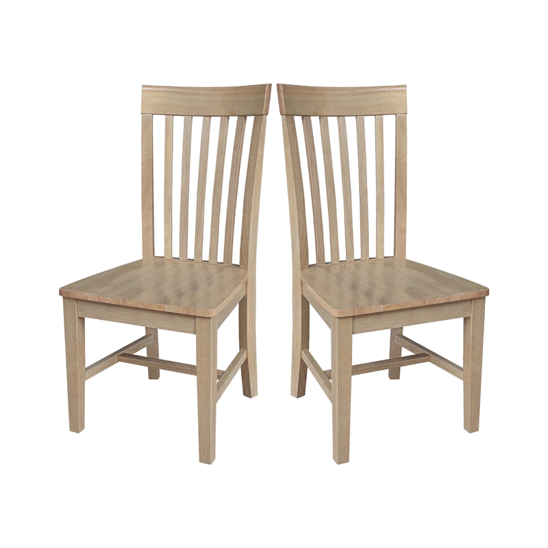 IC Set of Two Tall Mission Solid Wood Dining Chairs in Honey