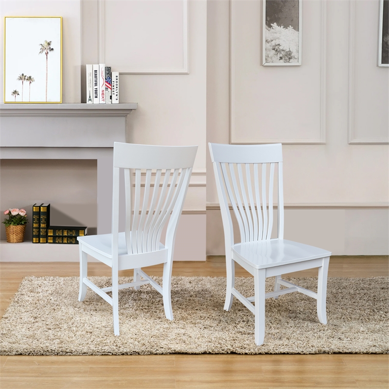 International Concepts Set of Two Solid Wood Amanda Dining Chairs in White