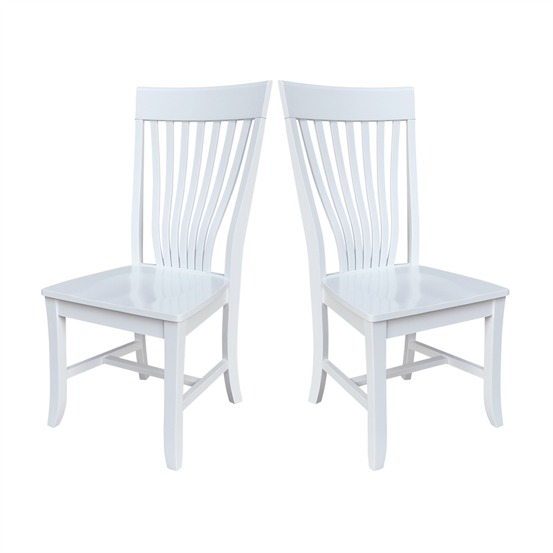 International Concepts Set of Two Solid Wood Amanda Dining Chairs in White