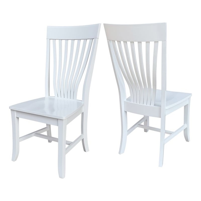 International Concepts Set of Two Solid Wood Amanda Dining Chairs in White