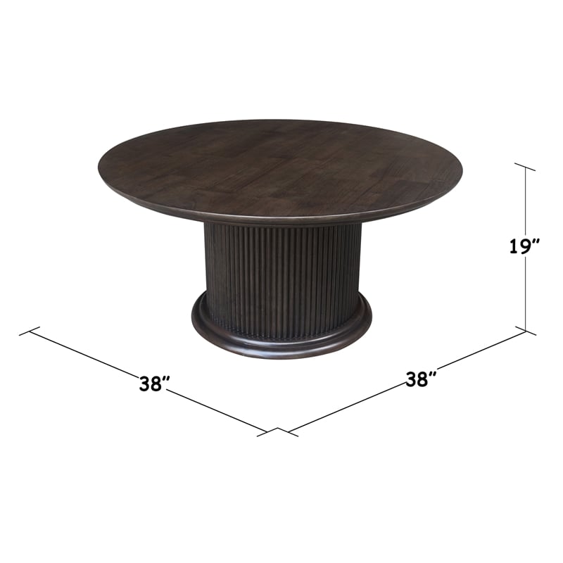 International Concepts Haven Solid Wood Round Coffee Table in Coal