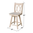 Unfinished Solid Wood Tall Accent Table with Black Iron Legs and Four Stools