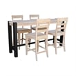 Unfinished Solid Wood Tall Accent Table with Black Iron Legs and Four Stools
