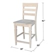 Unfinished Solid Wood Tall Accent Table with Black Iron Legs and Four Stools