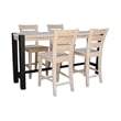 Unfinished Solid Wood Tall Accent Table with Black Iron Legs and Four Stools