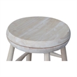 Unfinished Solid Wood Tall Accent Table with Black Iron Legs and Four Stools