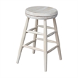 Unfinished Solid Wood Tall Accent Table with Black Iron Legs and Four Stools