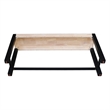 Unfinished Solid Wood Tall Accent Table with Black Iron Legs and Four Stools