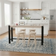 Unfinished Solid Wood Tall Accent Table with Black Iron Legs and Four Stools