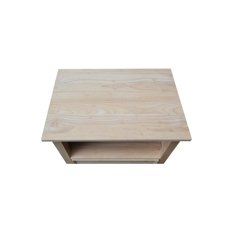 International Concepts Solid Wood 1-Drawer Nightstand Unfinished Ready to Finish Hardwood Bedside Table with Open Shelf