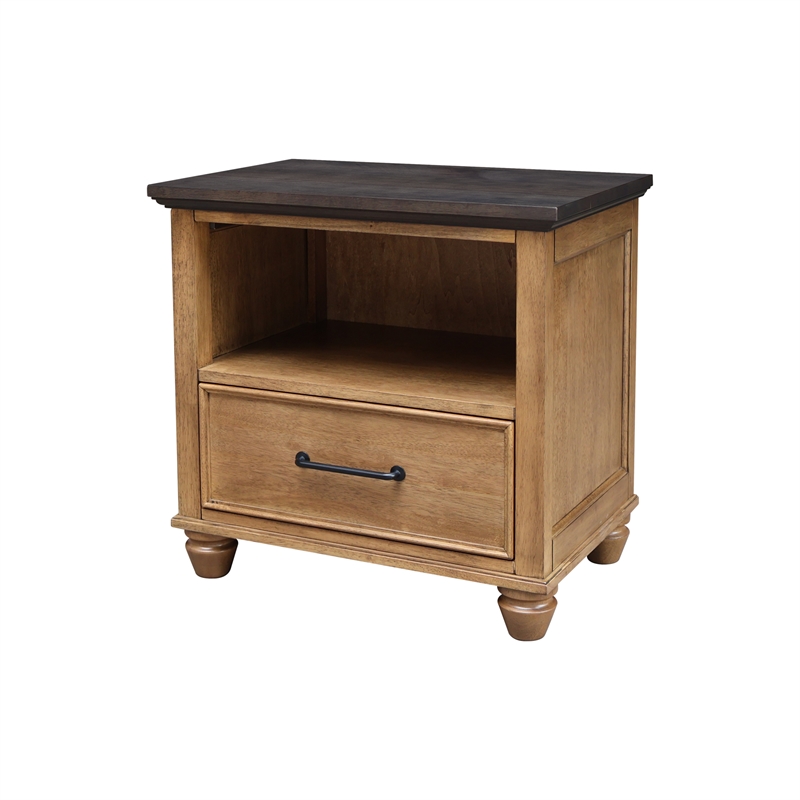 International Concepts Solid Wood 1 Drawer Nightstand Bedside Table