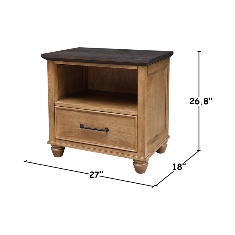 International Concepts Solid Wood 1 Drawer Nightstand Bedside Table