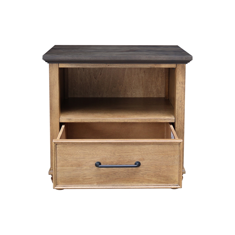 International Concepts Solid Wood 1 Drawer Nightstand Bedside Table