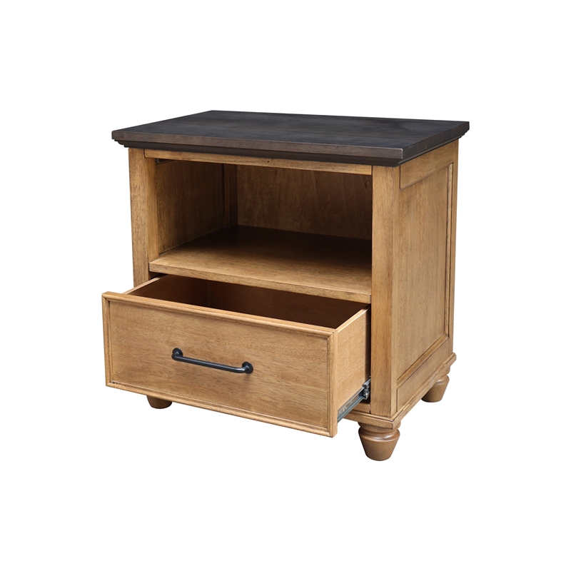 International Concepts Solid Wood 1 Drawer Nightstand Bedside Table