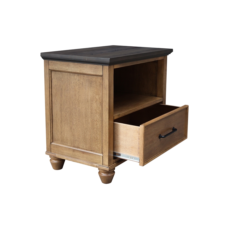 International Concepts Solid Wood 1 Drawer Nightstand Bedside Table
