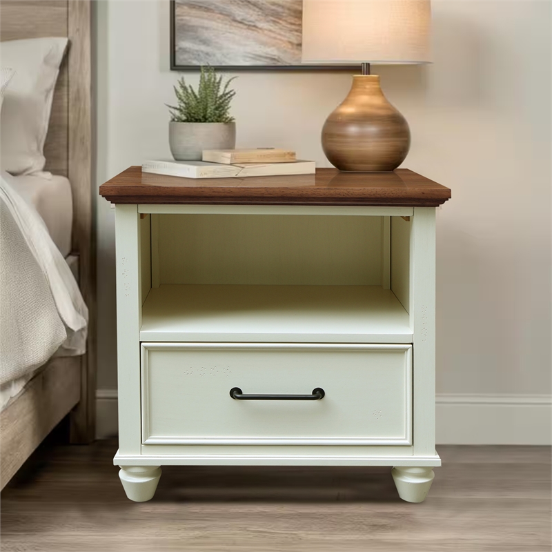 International Concepts Solid Wood 1 Drawer Nightstand Bedside Table