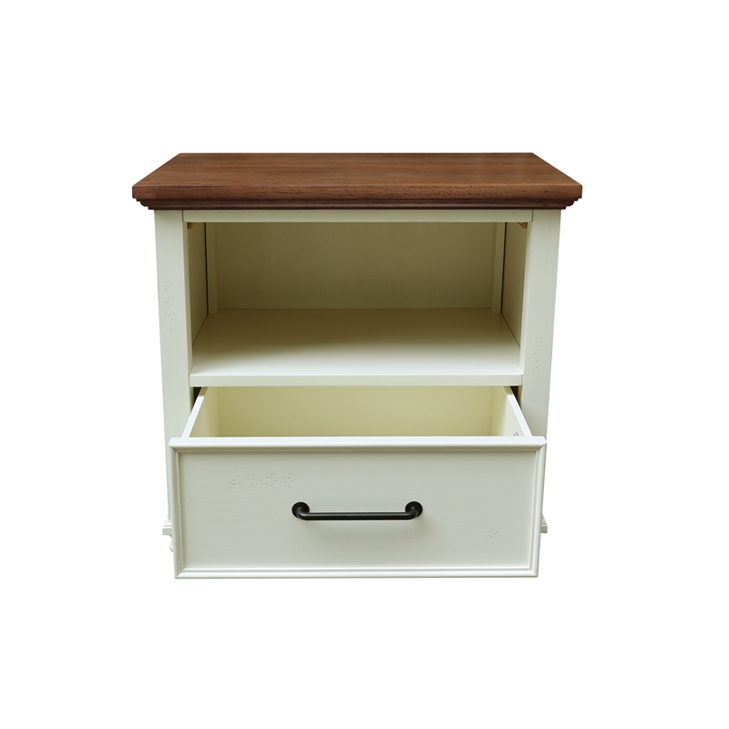 International Concepts Solid Wood 1 Drawer Nightstand Bedside Table