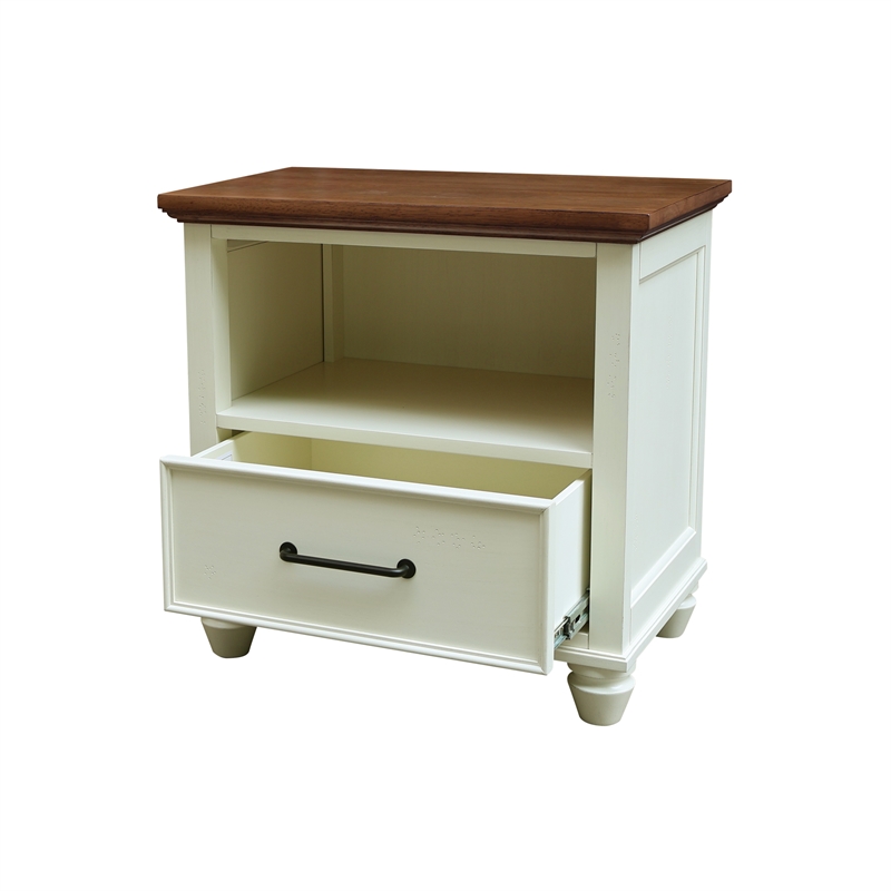 International Concepts Solid Wood 1 Drawer Nightstand Bedside Table