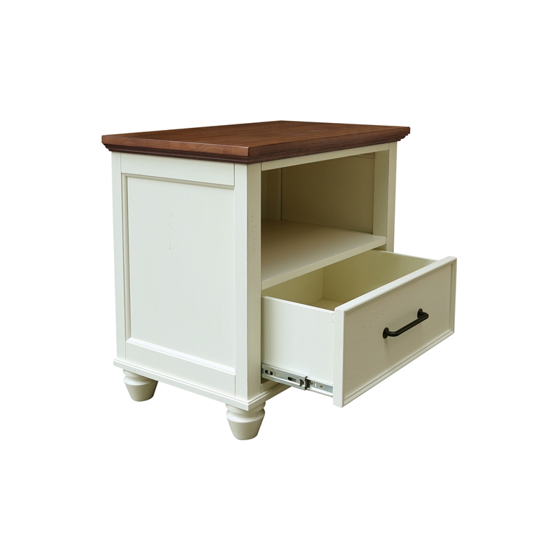 International Concepts Solid Wood 1 Drawer Nightstand Bedside Table
