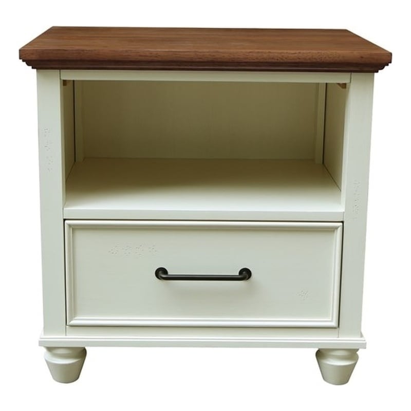 International Concepts Solid Wood 1 Drawer Nightstand Bedside Table