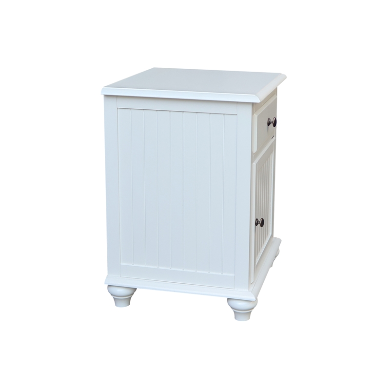 International Concepts Solid Wood Nightstand with Storage Cabinet Classic White Bedside Table with Drawer and Adjustable Shelf