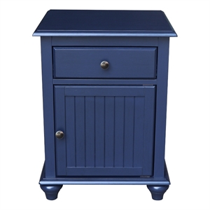 International Concepts Solid Wood Nightstand with Storage Cabinet Modern Denim Blue Bedside Table with Drawer and Adjustable Shelf